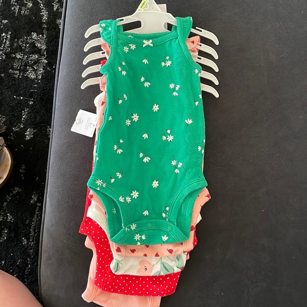 Carters Baby tank top onesies with ruffle sleeves 0-3M NWT